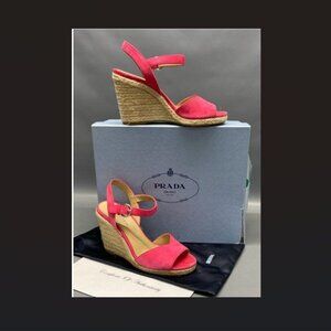AUTHENTIC Prada Calzature Donna Wedge Espadrille Sandal
